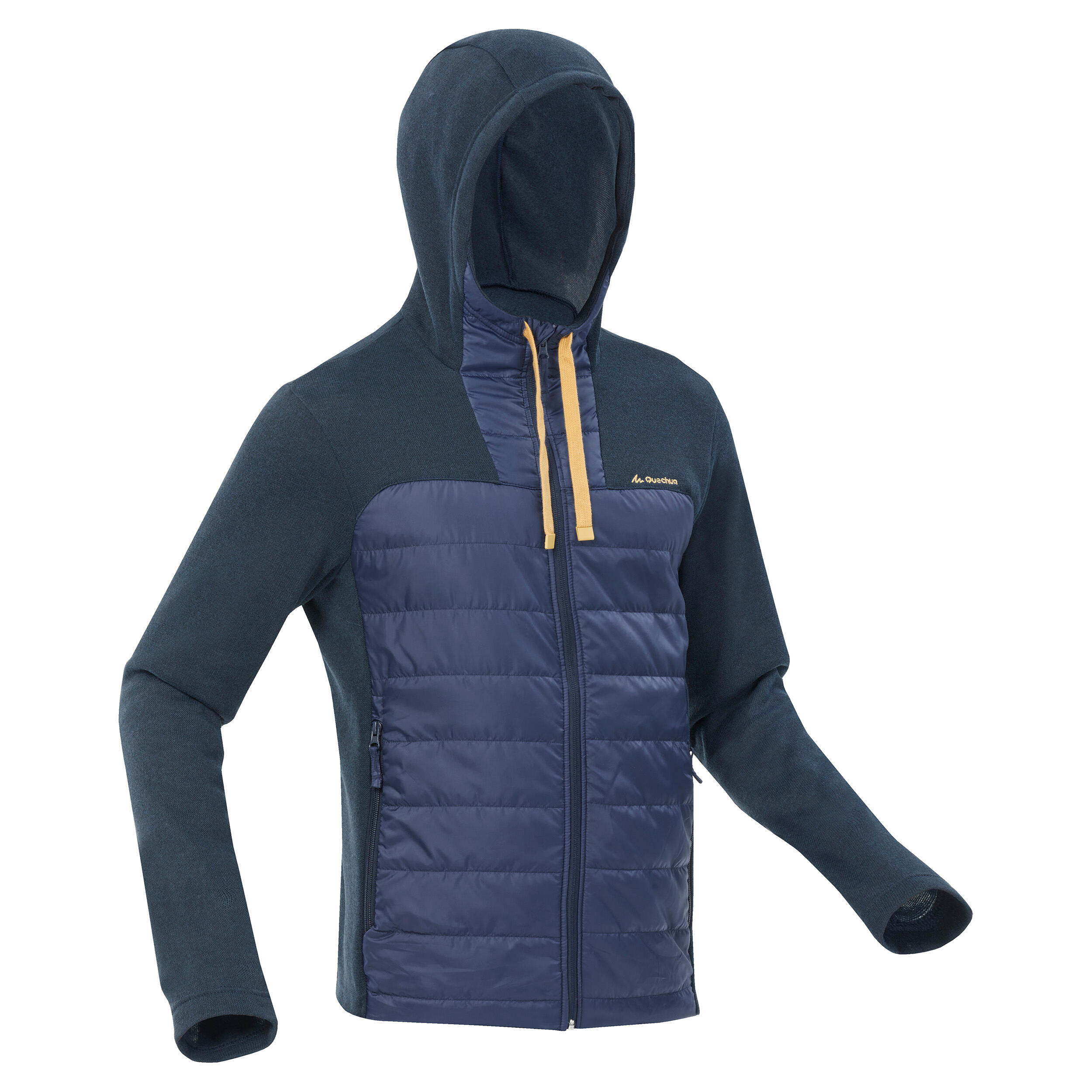 Sweatjacke Hybridjacke Naturwandern NH100 mit Kapuze Herren blau Sweatjacke Hybridjacke Naturwandern NH100 mit Kapuze Herren blau