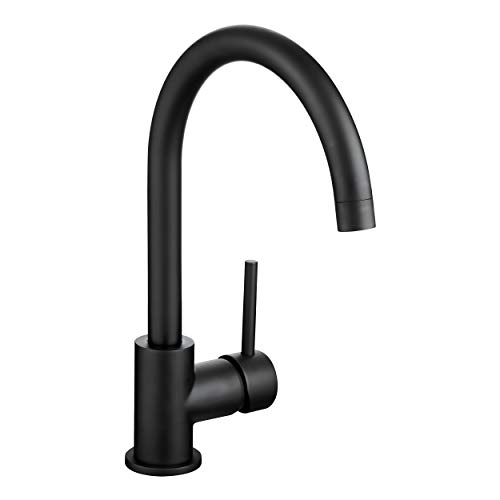 baliv KI-1031 Küchenarmatur schwarz | Schwenkbarer Wasserhahn mit hohem Auslauf für mehr Platz und Bewegungsfreiheit beim Spülen