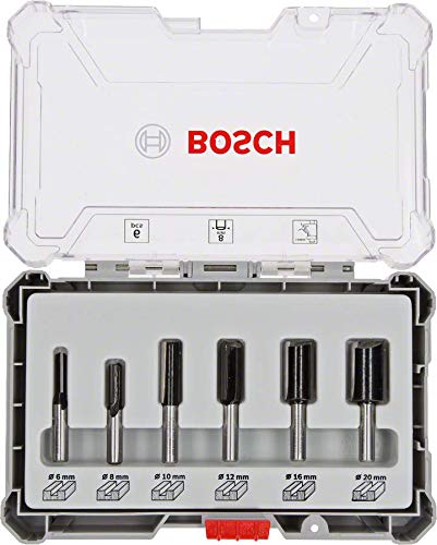 Bosch Professional 6tlg. Nutfräser Set (für Holz, Zubehör Oberfräsen mit 8 mm Schaft)