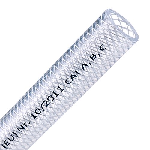 FLEXTUBE TX Ø 12mm x 3mm, 5m lang PVC Schlauch mit Gewebe, Lebensmittelecht durchsichtig flexibel Druckschlauch Druckluftschlauch Lebensmittelschlauch Wasserschlauch Luftschlauch
