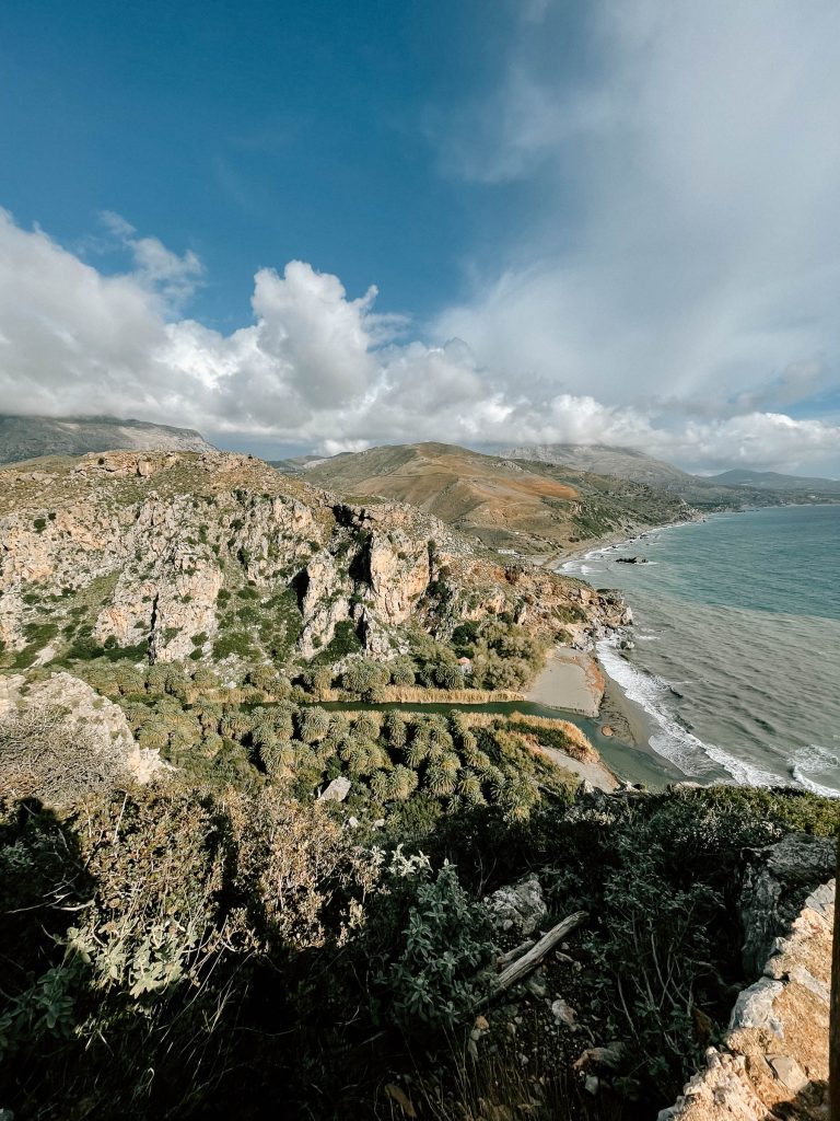 Blick auf den Palmenstrand Preveli auf Kreta